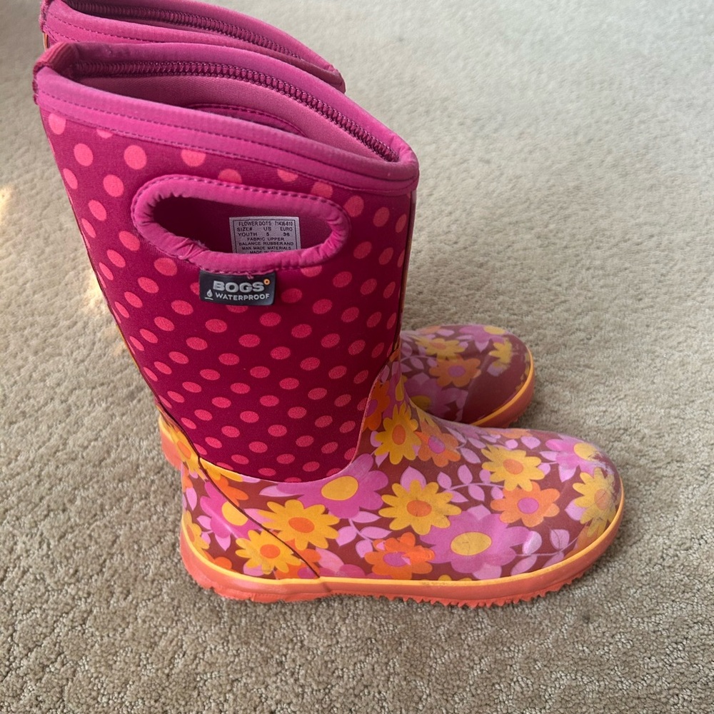 Bogs Kids Boots - Pink and Orange Floral